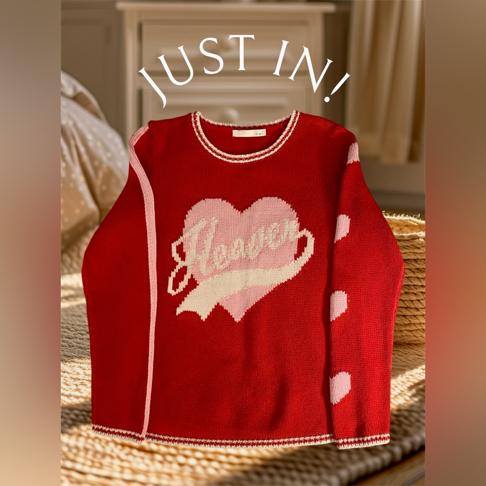 🌸 Oui / Heavenly Red Heart Sweater